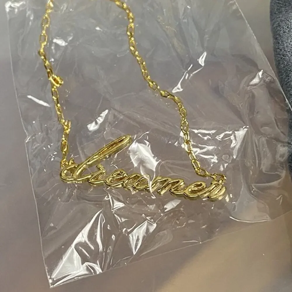 Jules Smith Dreamer Necklace 14K Gold Plated Script Necklace 18” + 2” Extend NWT